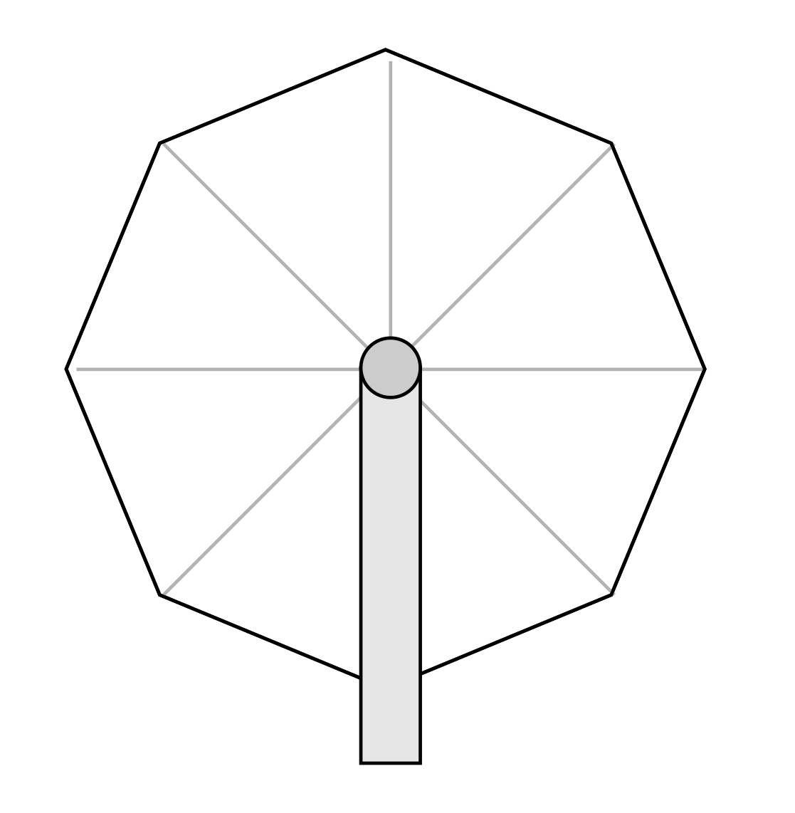 Octagonal sidepost umbrella Octagonal sidepost umbrella